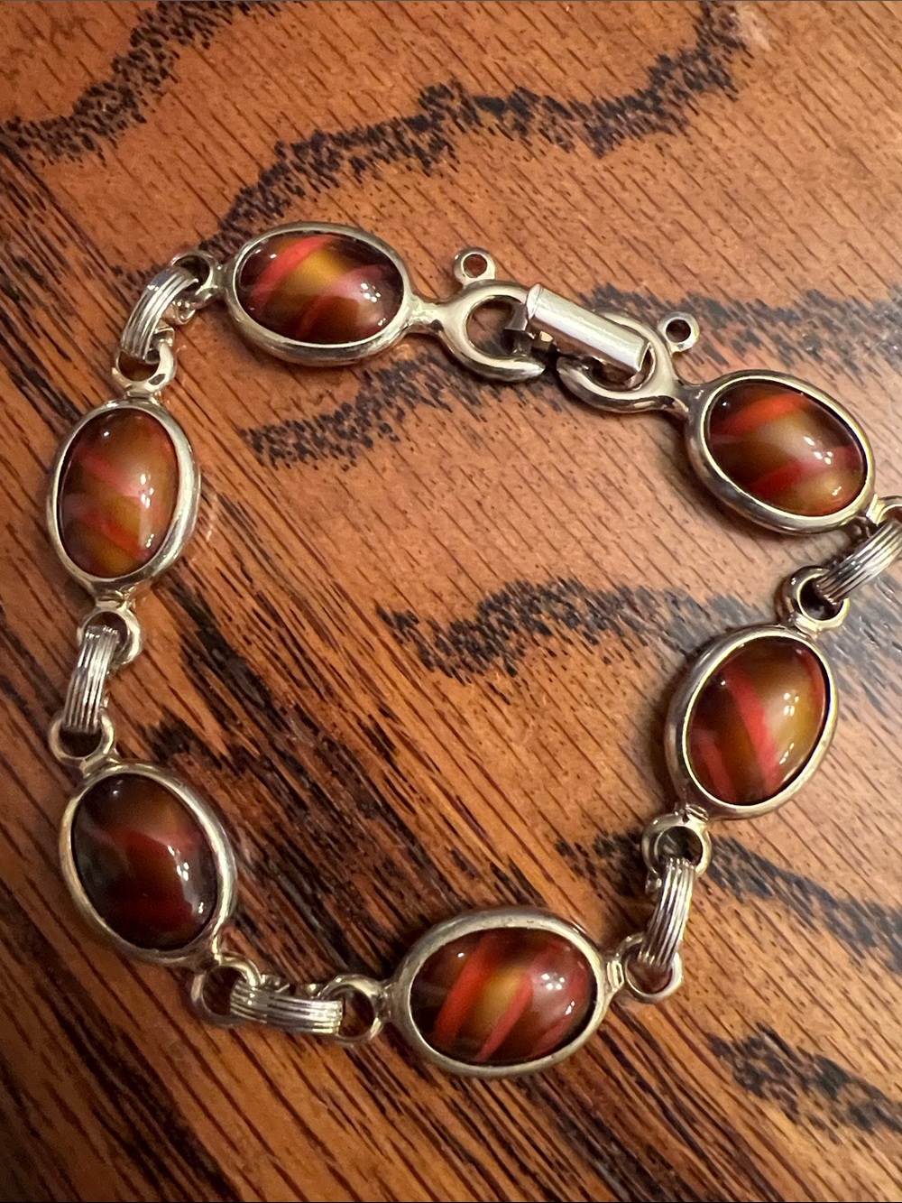 Sarah Coventry Sterling Harmony Bracelet Oval Glass Stones Vintage Jewelry - Picture 3 of 6